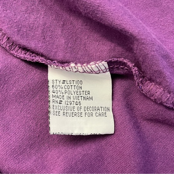 Bit & Bridle Womens Purple Long Sleeve Black Cross Rhinestone Pullover Shirt M - Picture 8 of 14